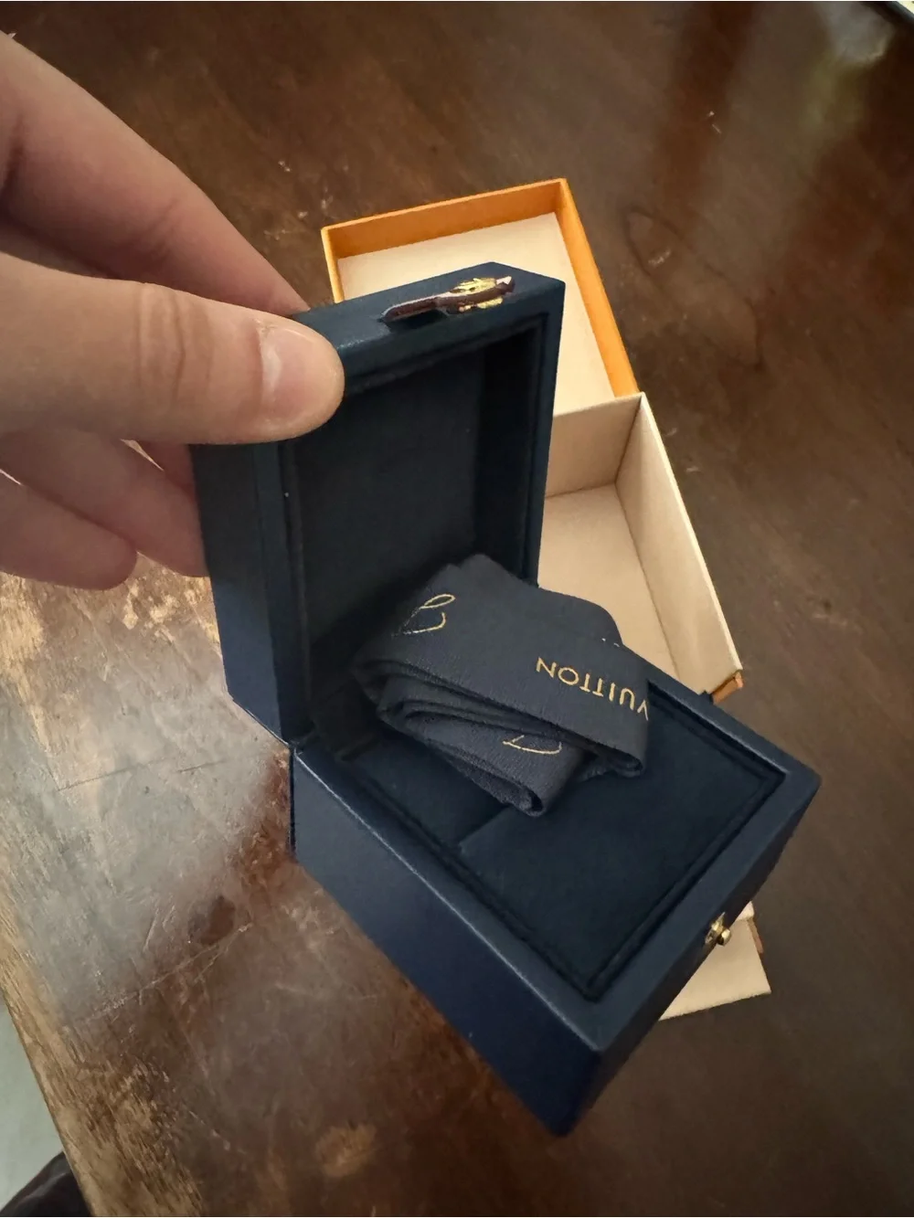 Louis Vuitton Tan Box with Navy Logo